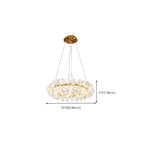 Lustre circulaire en cristal doré, design moderne.