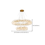 Lustre circulaire en cristal doré, design moderne.