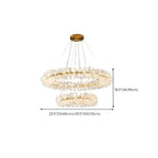 Lustre circulaire en cristal doré, design moderne.