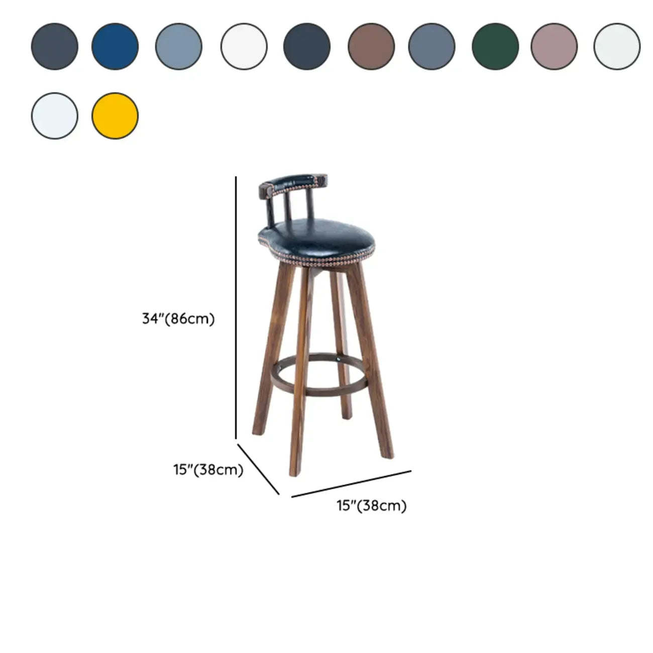 Tabourets de bar pivotants modernes en cuir, hauteur bar