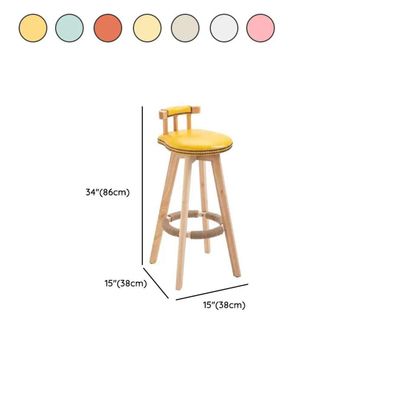 Tabourets de bar pivotants modernes en cuir, hauteur bar