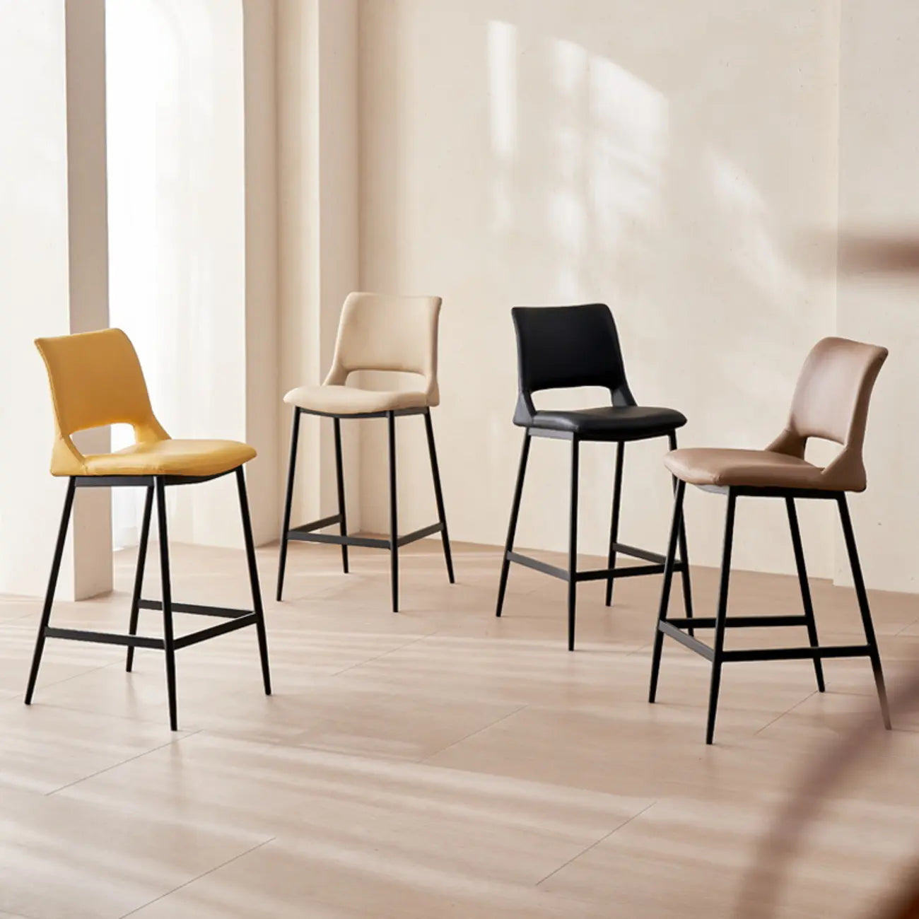 Tabourets de bar modernes en cuir réglables au comptoir