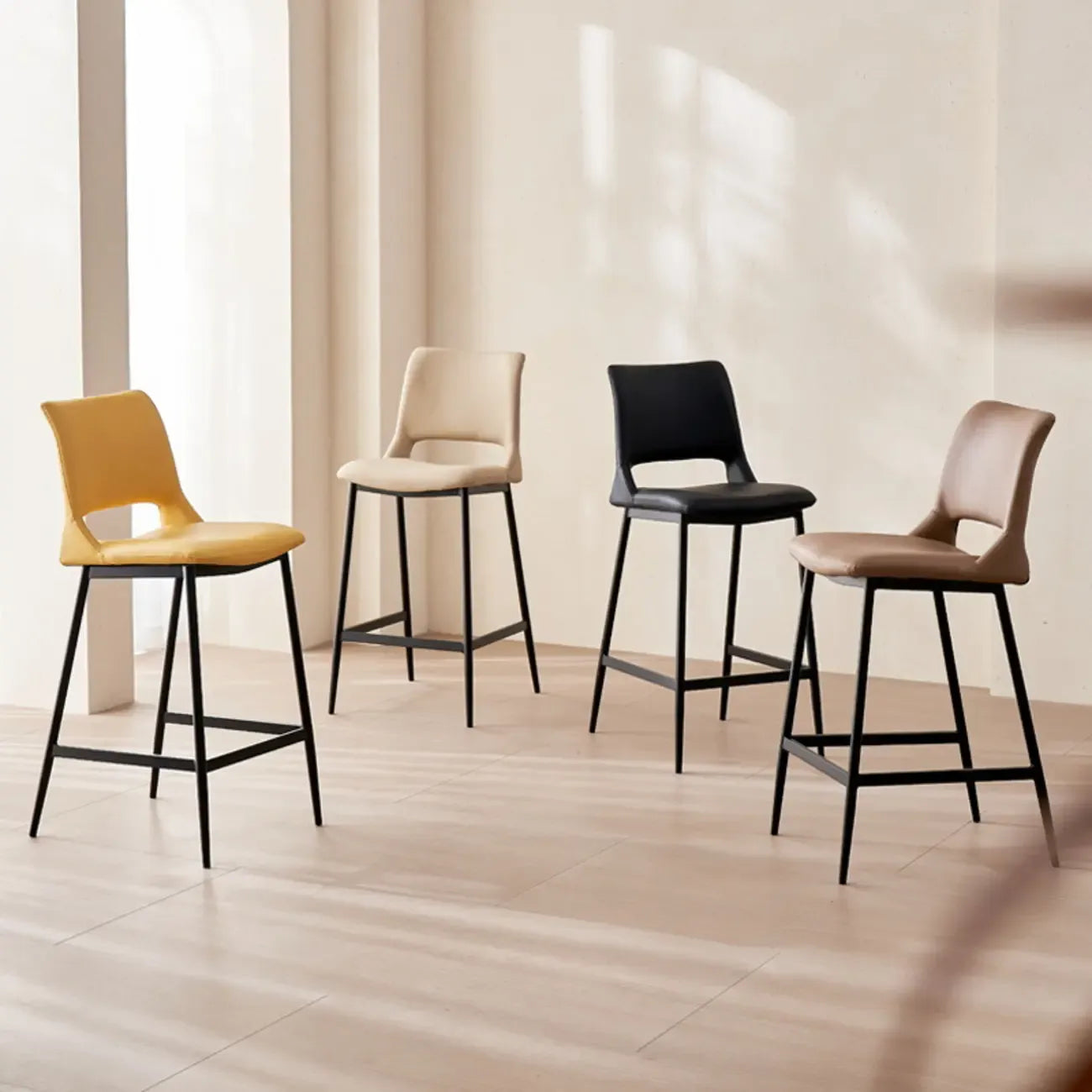 Tabourets de bar modernes en cuir réglables au comptoir