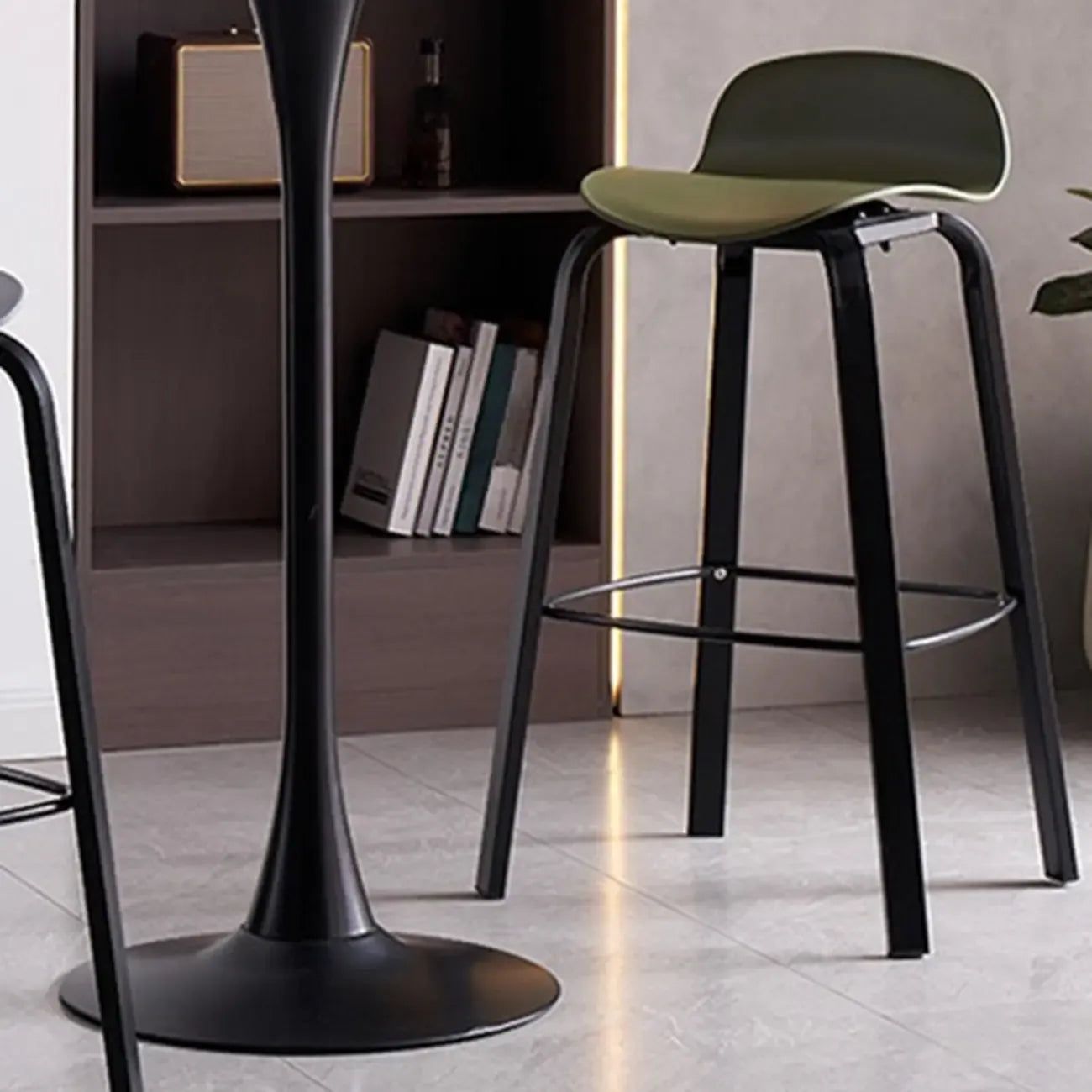 Tabourets de bar modernes en plastique sans accoudoirs, hauteur bar