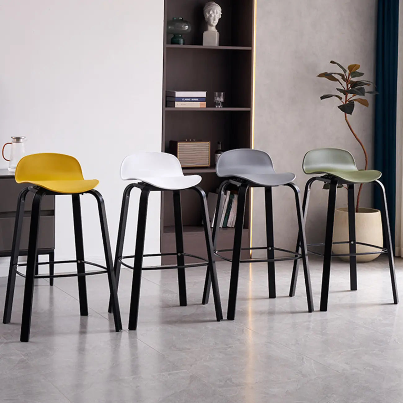 Tabourets de bar modernes en plastique sans accoudoirs, hauteur bar