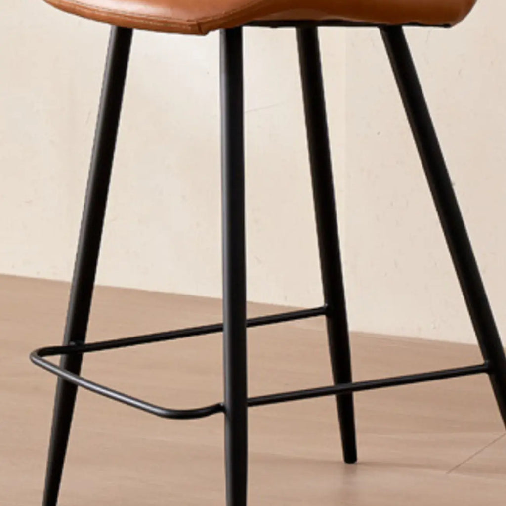 Tabourets de bar baquets en cuir de style moderne du milieu du siècle avec dossier bas