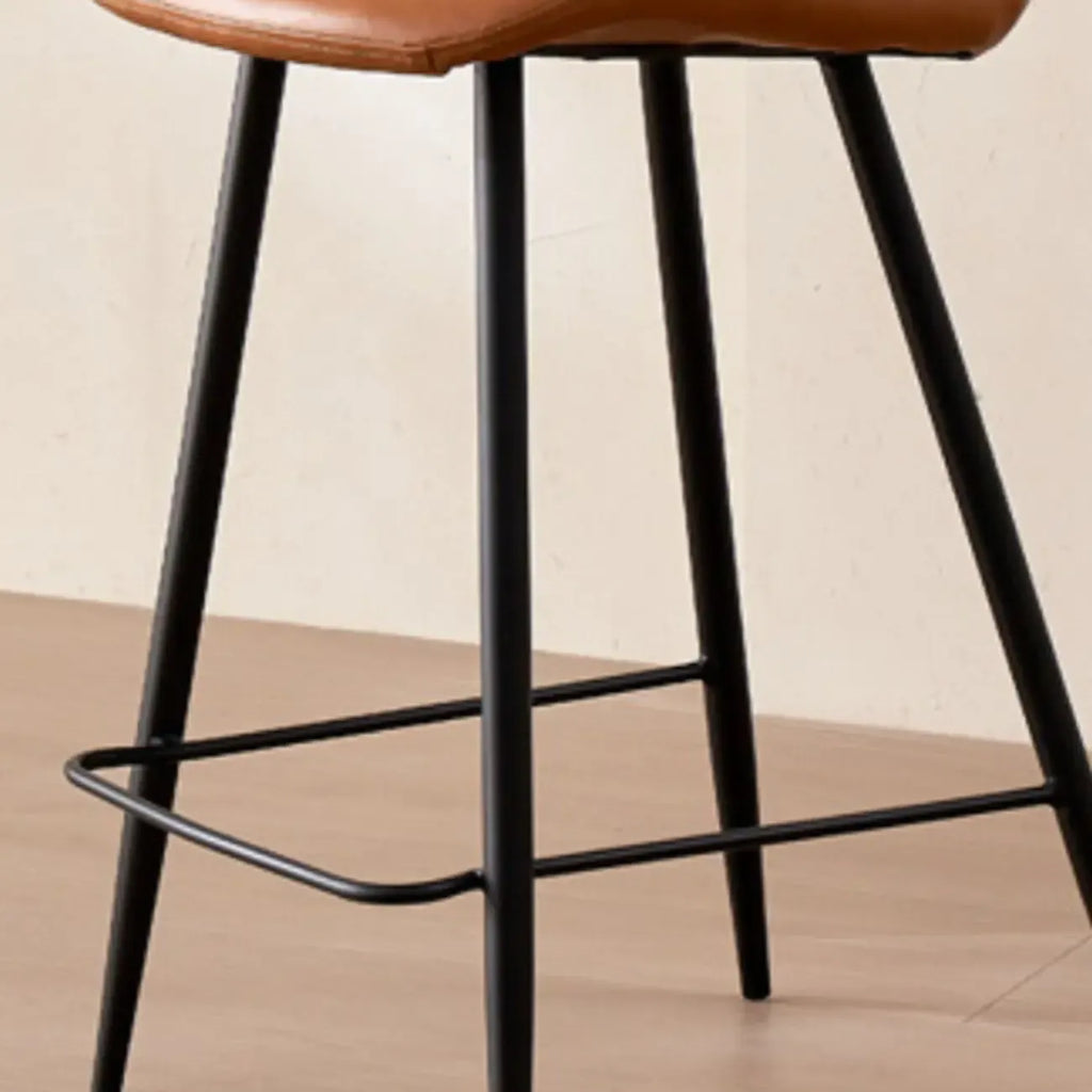 Tabourets de bar baquets en cuir de style moderne du milieu du siècle avec dossier bas