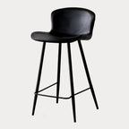 Tabourets de bar baquets en cuir de style moderne du milieu du siècle avec dossier bas