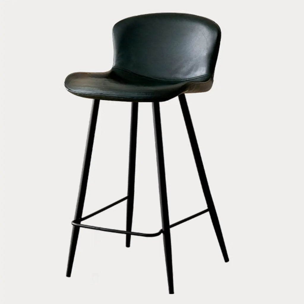 Tabourets de bar baquets en cuir de style moderne du milieu du siècle avec dossier bas