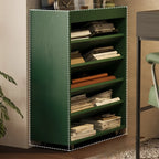 Libreria verticale a 5 ripiani in legno di caucciù con ruote