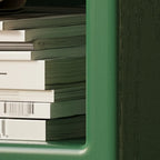 Libreria verticale a 5 ripiani in legno di caucciù con ruote