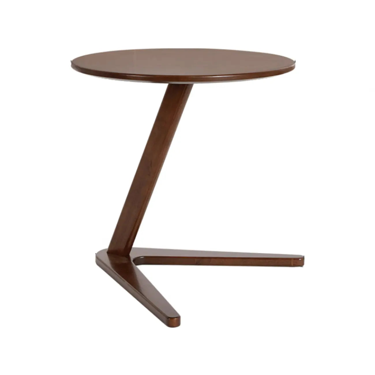 Table d'appoint ronde en bois abstrait style milieu du siècle