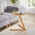Table d'appoint ronde en bois abstrait style milieu du siècle