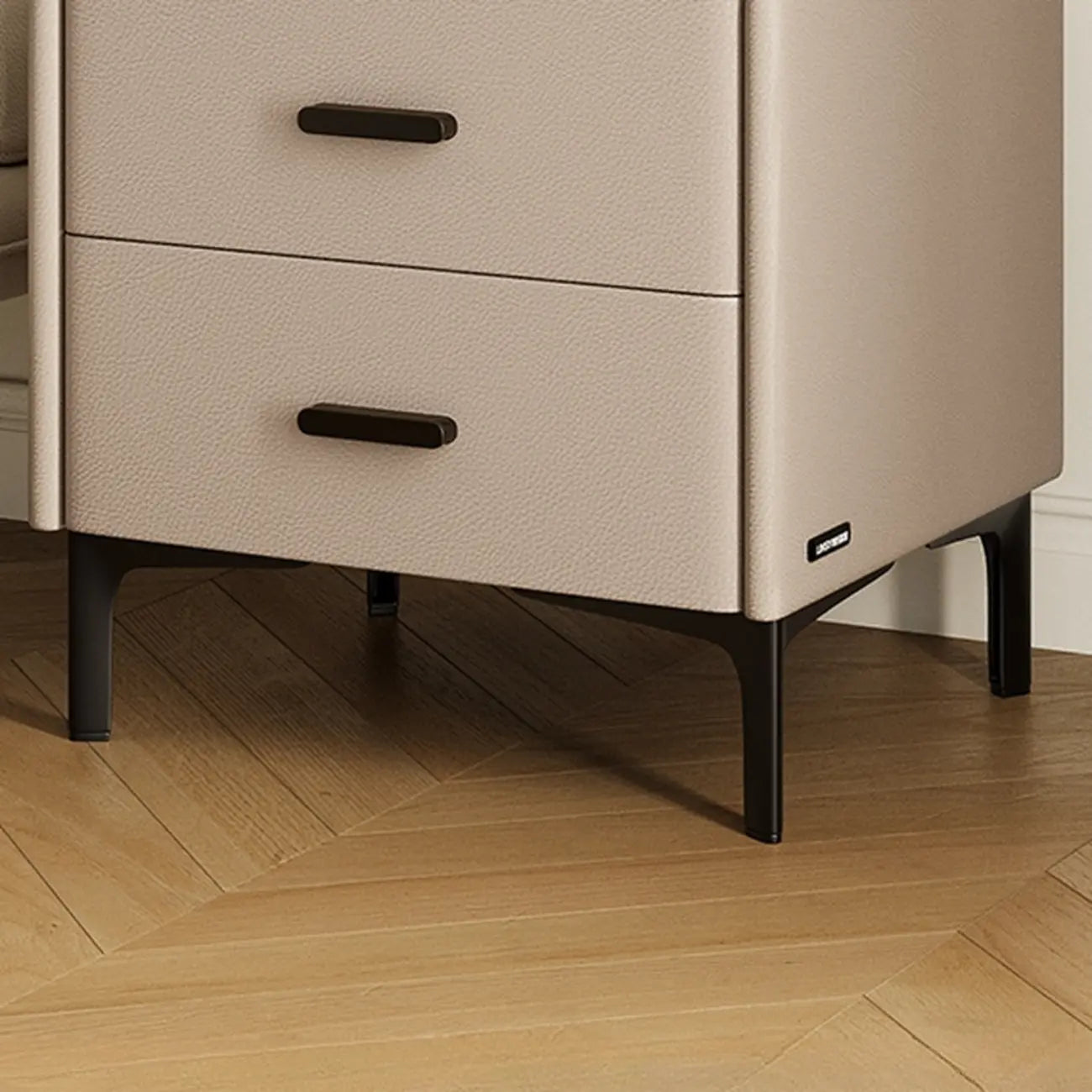 Table de chevet élégante et moderne avec plateau en pierre et similicuir