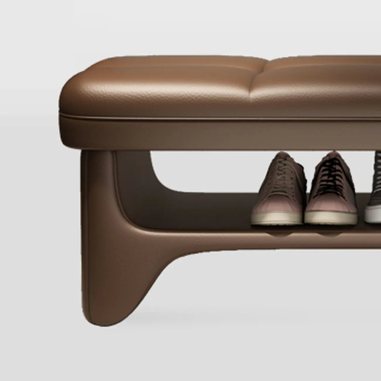 Banc d'entrée moderne rembourré, de couleur unie, avec rangement