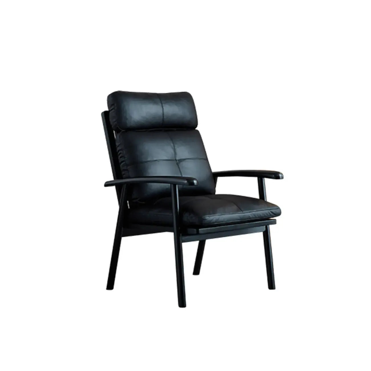 Fauteuil contemporain en cuir véritable marron rembourré