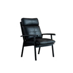 Fauteuil contemporain en cuir véritable marron rembourré