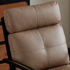 Fauteuil contemporain en cuir véritable marron rembourré