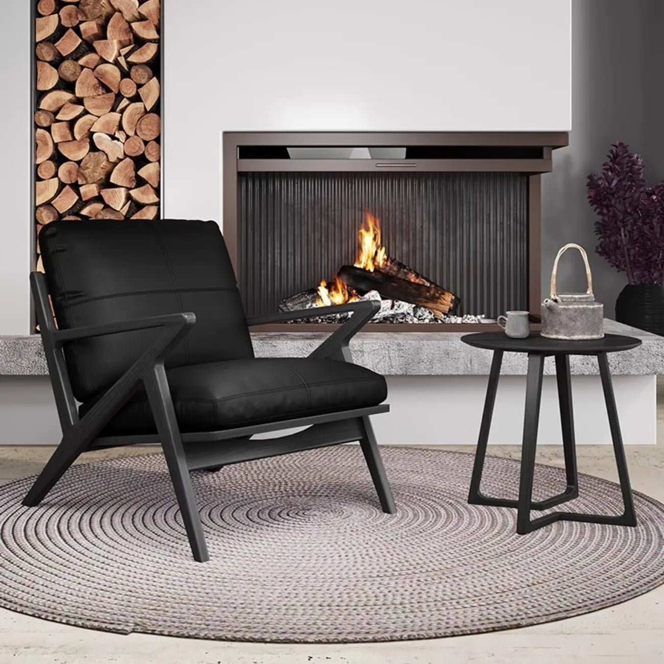 Fauteuil d'appoint marron en cuir véritable avec dossier haut et accoudoirs