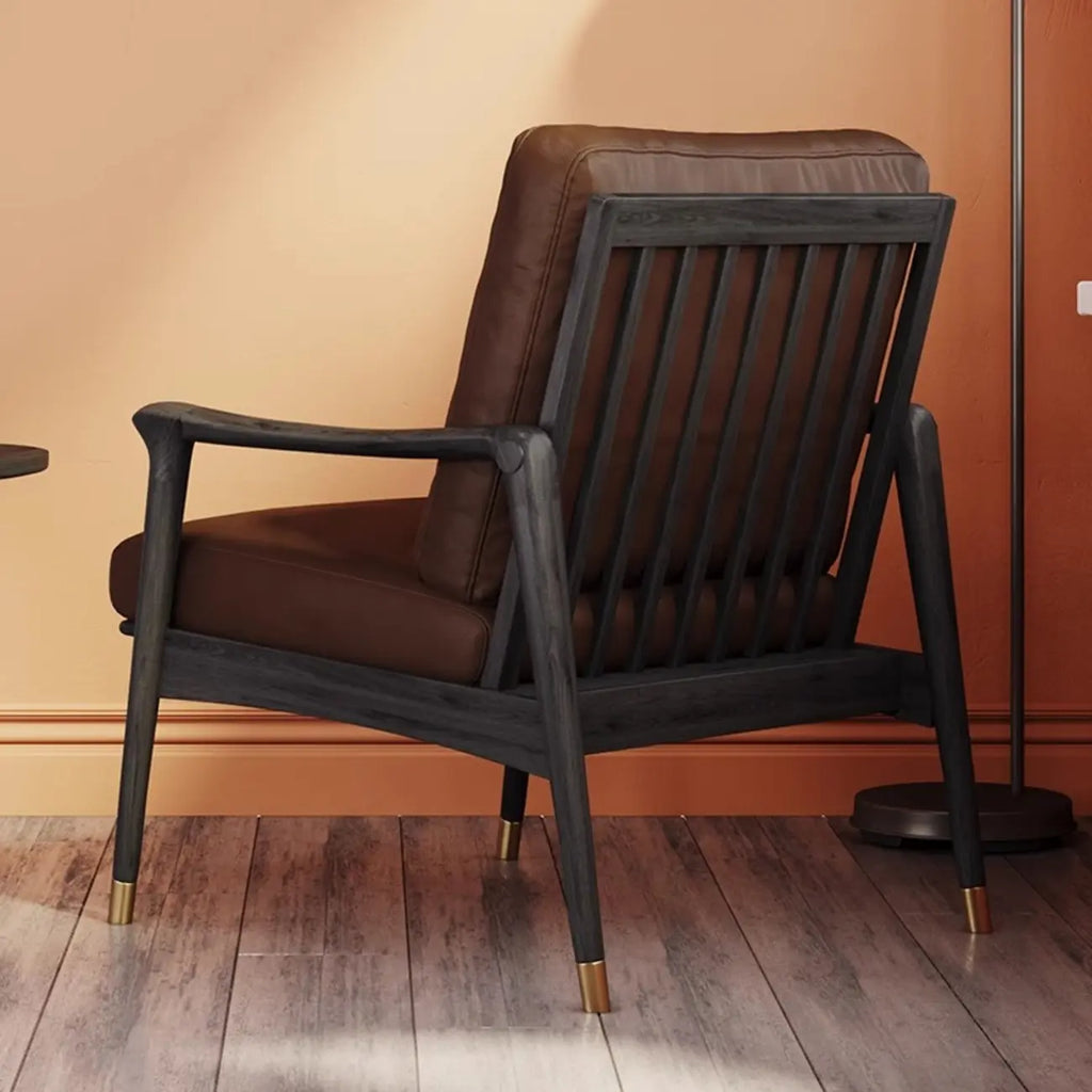 Fauteuil de salon moderne en cuir véritable du milieu du siècle