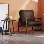 Fauteuil de salon moderne en cuir véritable du milieu du siècle