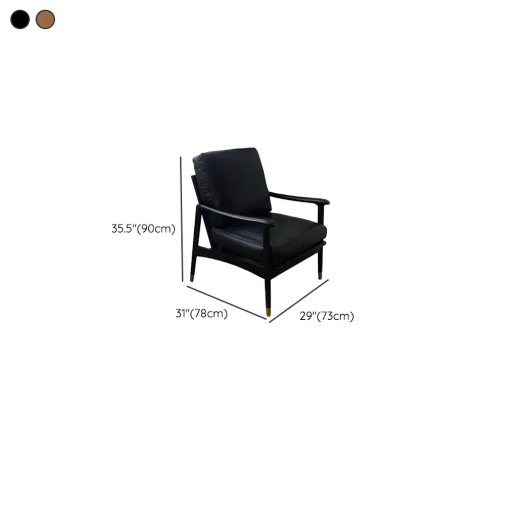 Fauteuil de salon moderne en cuir véritable du milieu du siècle