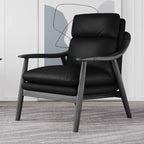 Fauteuil de salon rembourré en cuir véritable marron