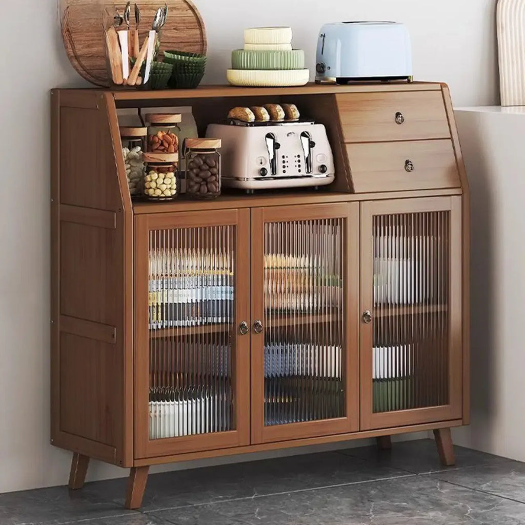 Buffet étroit moderne en bambou avec tiroirs