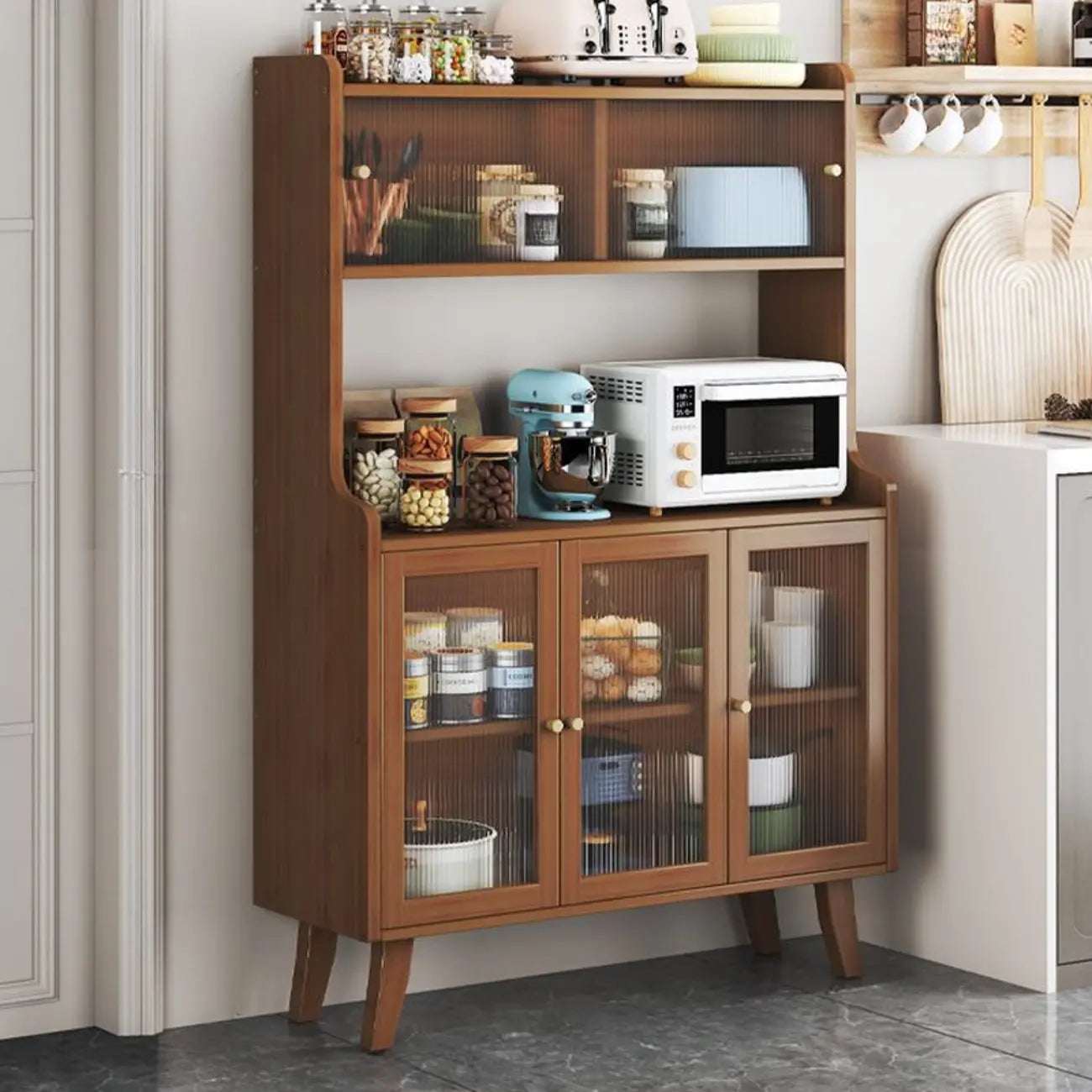 Buffet étroit moderne en bambou avec tiroirs