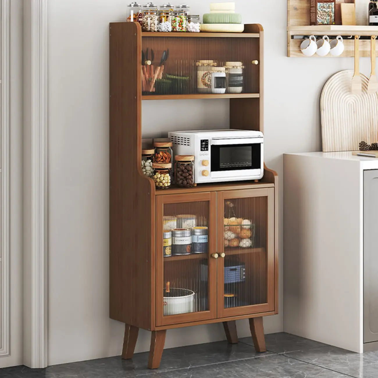 Buffet étroit moderne en bambou avec tiroirs
