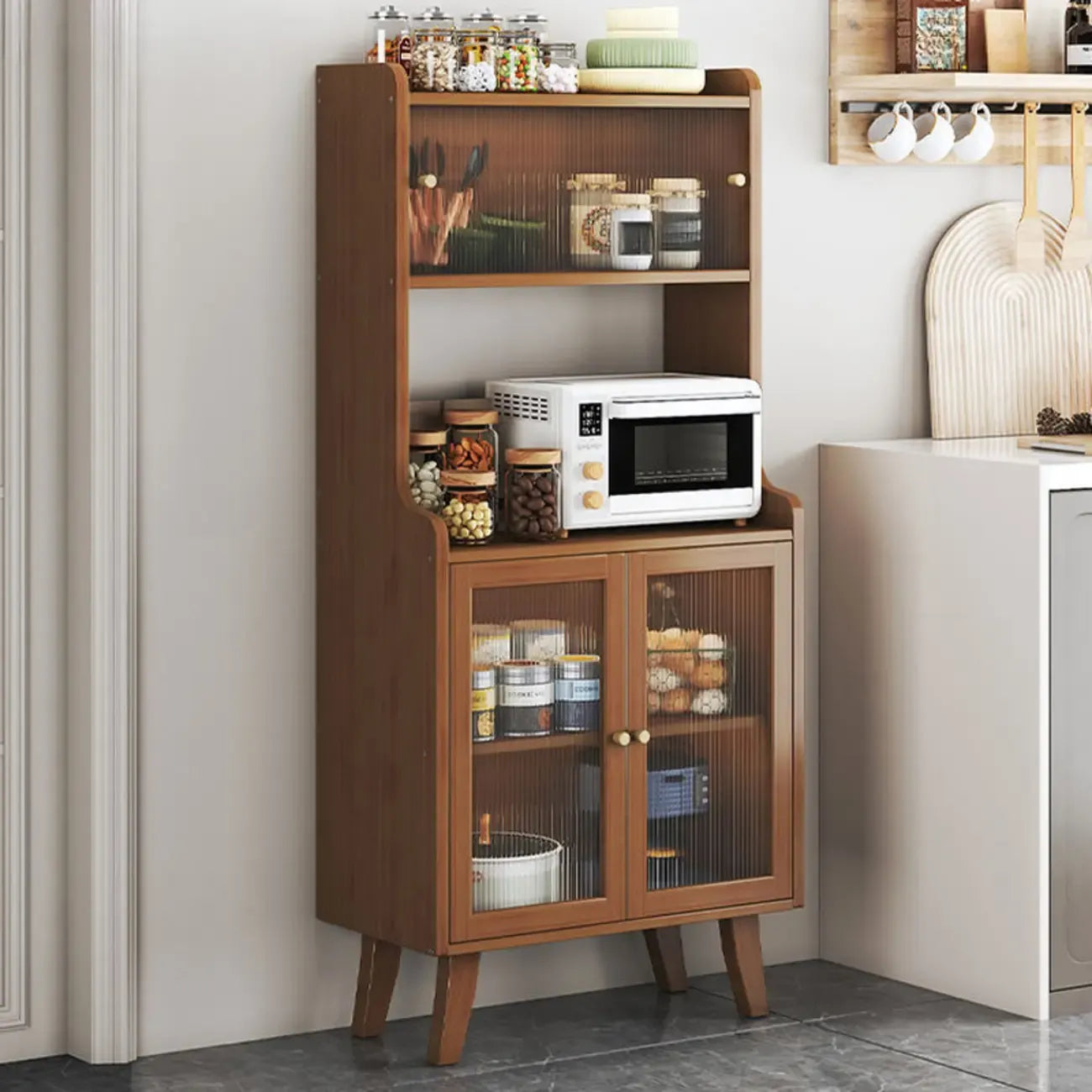 Buffet étroit moderne en bambou avec tiroirs