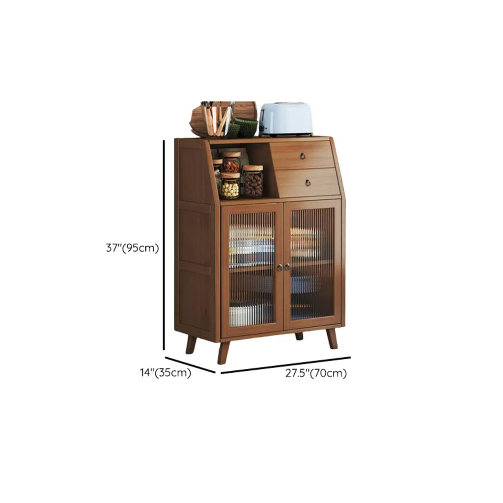 Buffet étroit moderne en bambou avec tiroirs