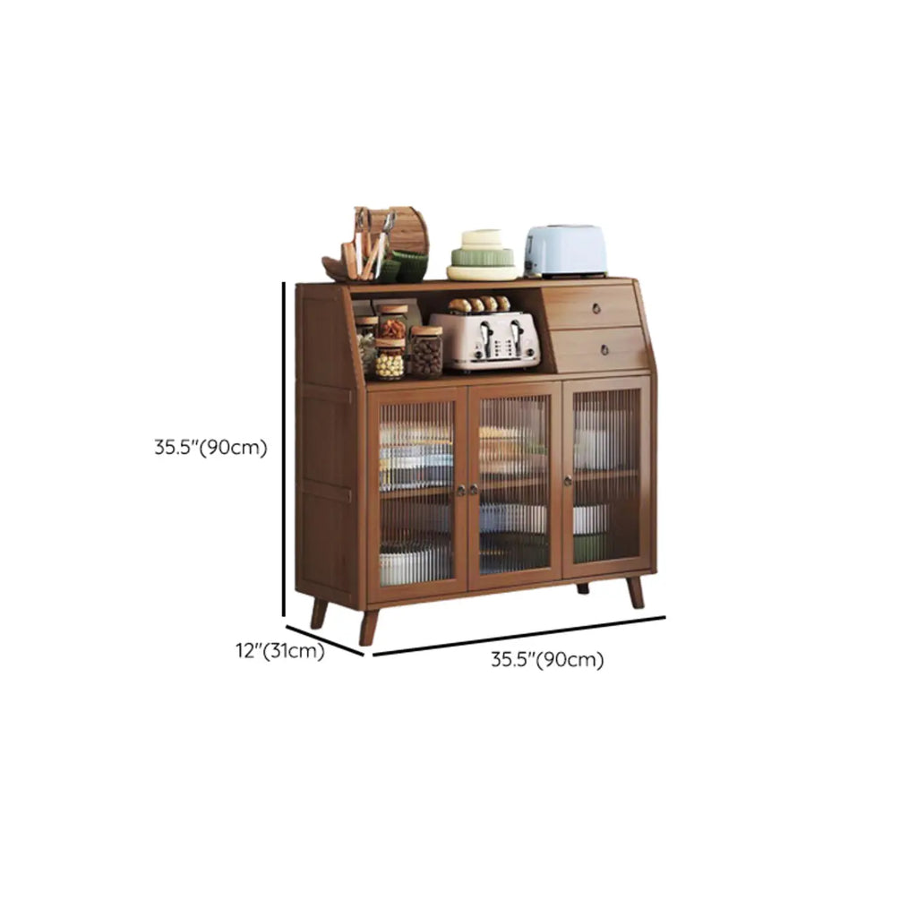 Buffet étroit moderne en bambou avec tiroirs