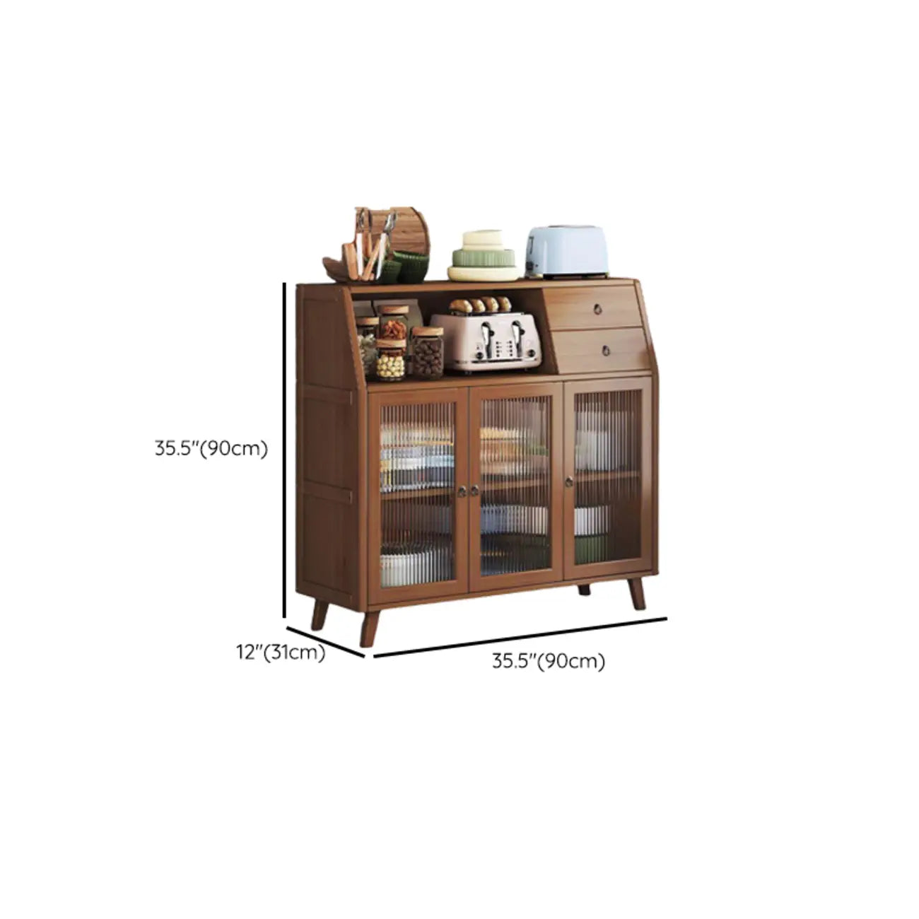 Buffet étroit moderne en bambou avec tiroirs