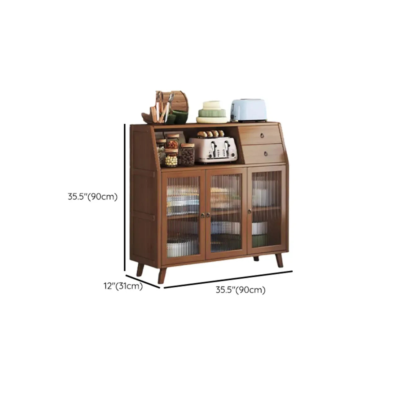 Buffet étroit moderne en bambou avec tiroirs