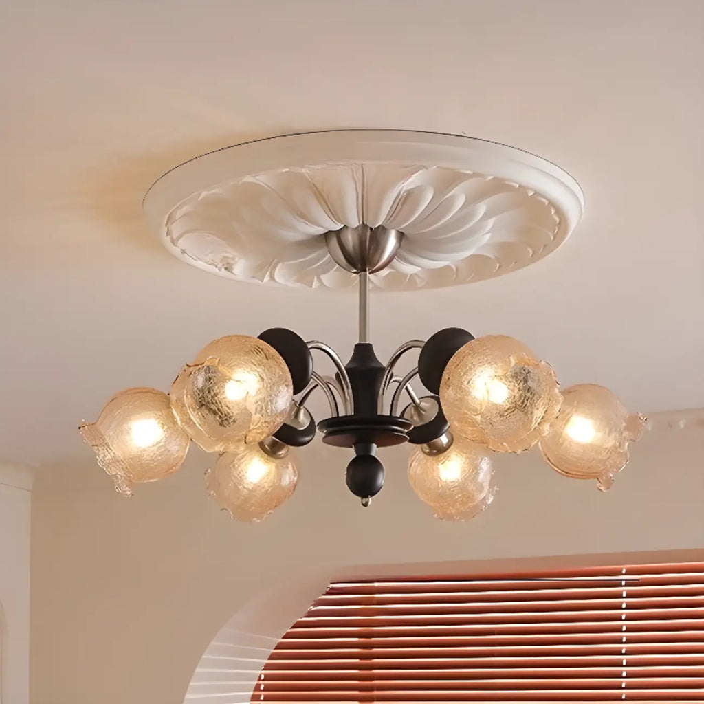 Lustre moderne en verre cristal noir avec globe