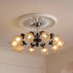 Lustre moderne en verre cristal noir avec globe