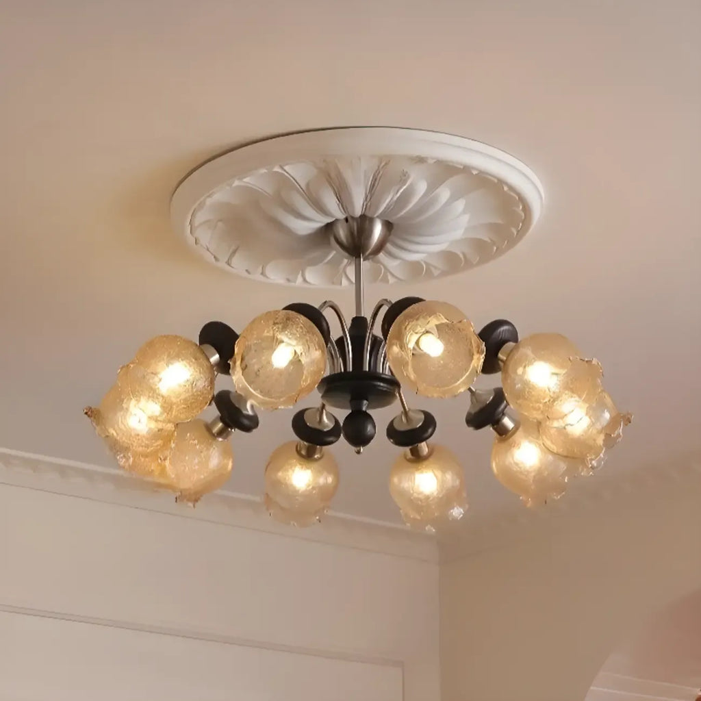Lustre moderne en verre cristal noir avec globe
