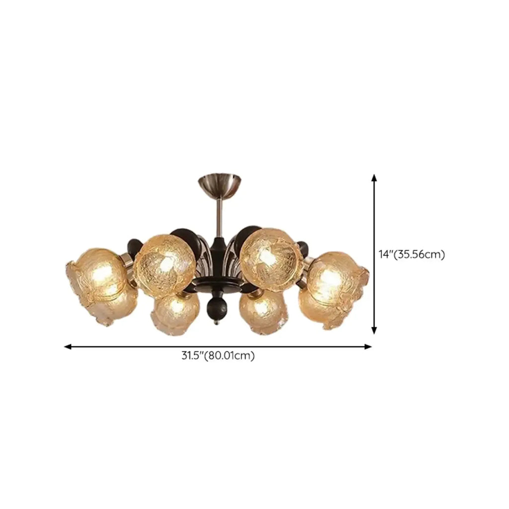 Lustre moderne en verre cristal noir avec globe