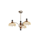 Lustre moderne en cristal noir et cristal, branche en bois.