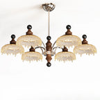 Lustre moderne en cristal noir et cristal, branche en bois.