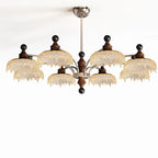 Lustre moderne en cristal noir et cristal, branche en bois.