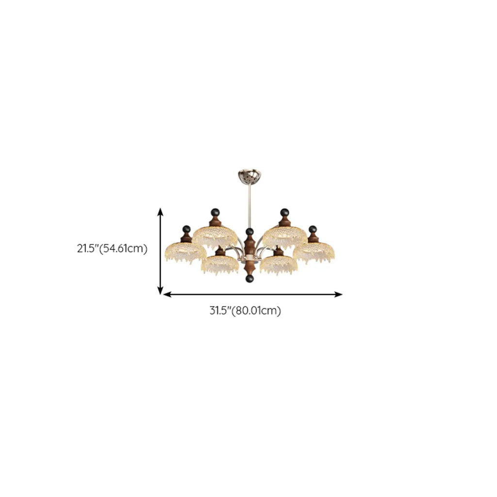 Lustre moderne en cristal noir et cristal, branche en bois.