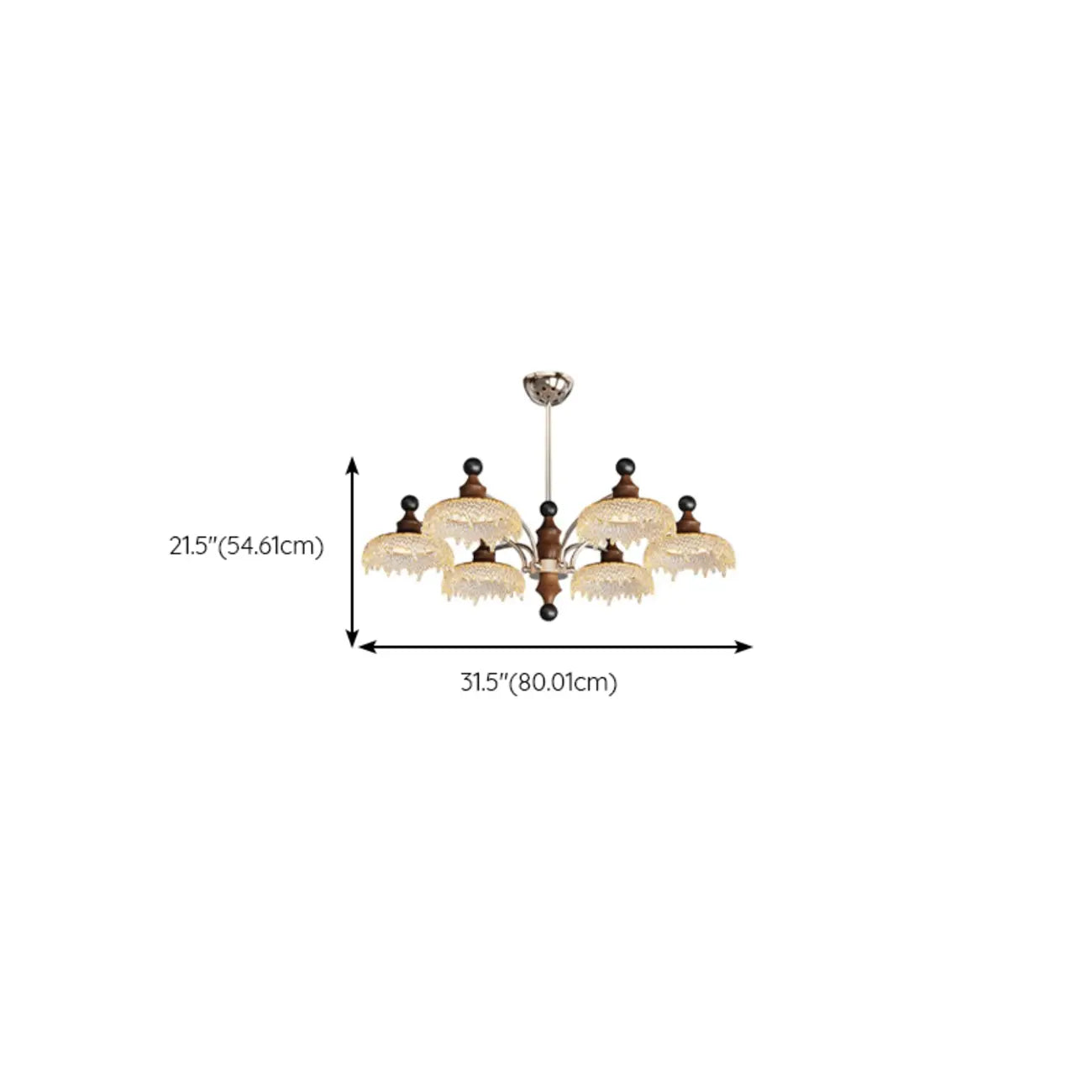 Lustre moderne en cristal noir et cristal, branche en bois.