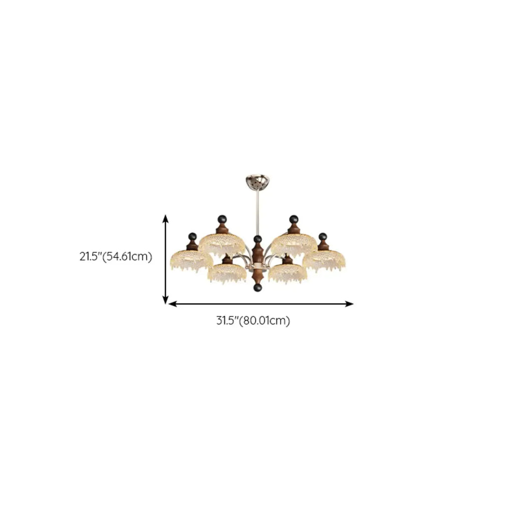 Lustre moderne en cristal noir et cristal, branche en bois.