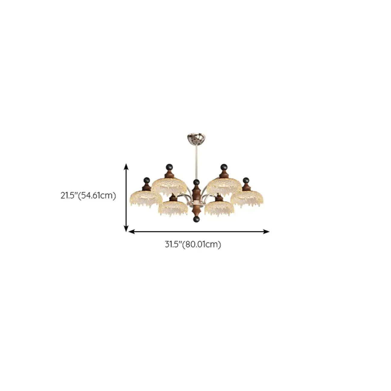 Lustre moderne en cristal noir et cristal, branche en bois.