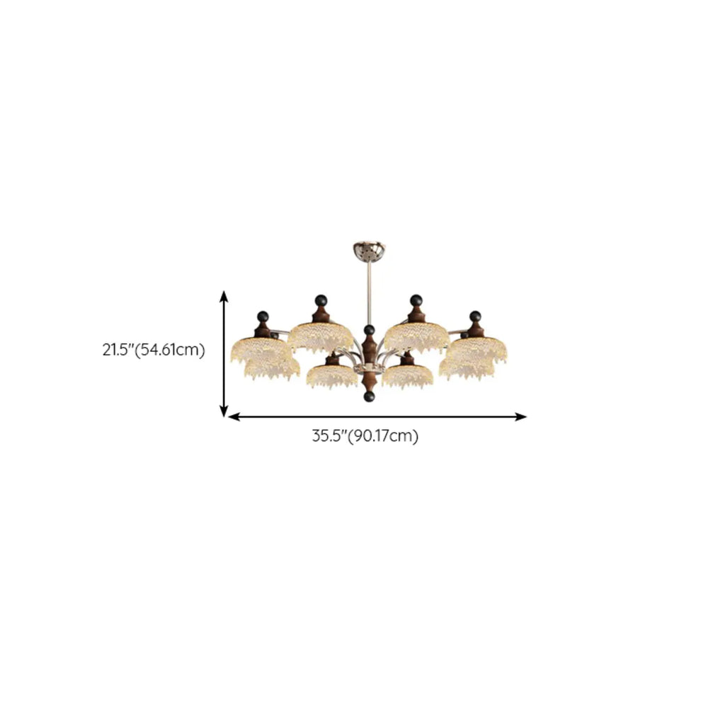 Lustre moderne en cristal noir et cristal, branche en bois.