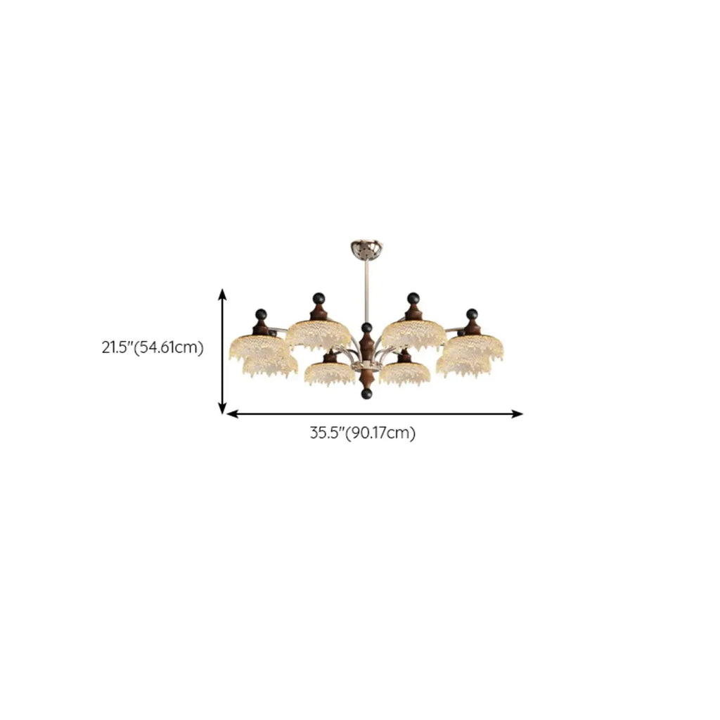 Lustre moderne en cristal noir et cristal, branche en bois.