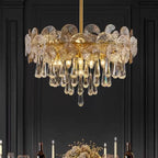 Lustre moderne floral en verre cristal doré