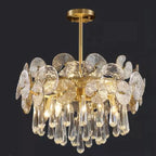 Lustre moderne floral en verre cristal doré